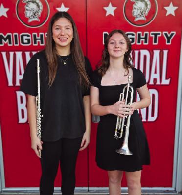Alicia Monzon (left) and Lillian Marple of Van High School recently qualifi ed for the prestigious 2025 Association of Texas Small School Bands (ATSSB) All-State Band. 