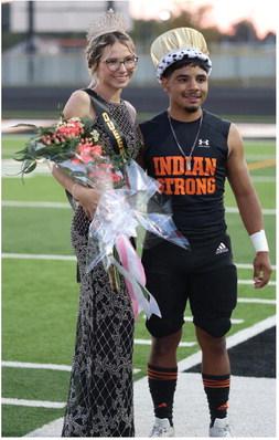 Piper Tunnell was named as the 2024 Grand Saline High School Homecoming Queen and Pedro Elizalde was selected as the 2024 GSHS Homecoming King Oct. 18 during pre-game ceremonies prior to kickoff of the varsity Homecoming football game between the Grand Saline Indians and Paris Chism. Photo by Big D Photo/Billy York