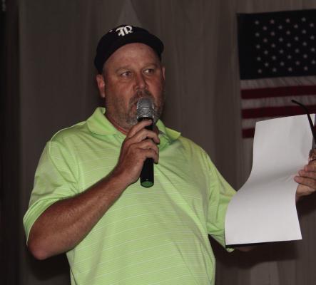 Van Zandt County Pct. 4 Commissioner Brandon Barton provided an update on current and future road projects during the VZC Pct. 4 Town Hall Meeting held June 16 at Edom City Limits. Photo by David Barber