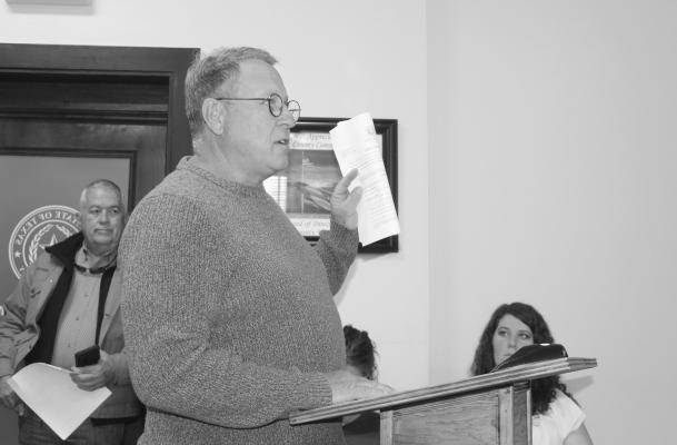 Van Zandt County Pct. 2 resident Bryan Cole Young shared his opinion regarding the selection process for choosing nominees to the VZC Appraisal District’s Board of Directors Nov. 22 during the regular meeting of the VZC Commissioners Court. Photo by David Barber