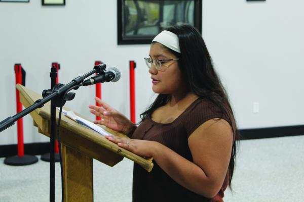 Sannie Duran was introduced as the Van Community Library’s new librarian during the regular monthly meeting of the Van City Council Sept. 4. After being introduced, Duran shared the monthly library report with council members. Photo by David Barber