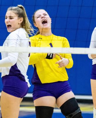 Edgewood junior Trinity Hale (1) was named Libero of the Year in District 12-3A play this season. Hale and the Lady Dogs finished district play with an 11-1 record overall. Photo by Dusty Goodwin