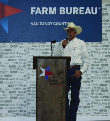 Clayton Conway, President of the Van Zandt County Farm Bureau, discussed how Farm Bureau is the voice of agriculture. Photo by Susan Harris