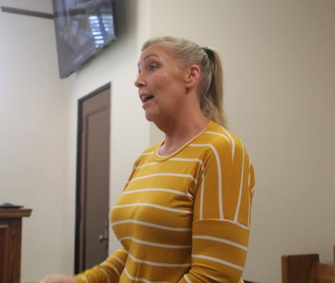 City of Canton Main Street Manager Shelley Newton visited with the Van Zandt County Commissioners Court concerning a request to move the weekly Canton Farmer’s Market from in front of Canton City Hall to the west side of the VZC Courthouse square downtown. Photo by David Barber