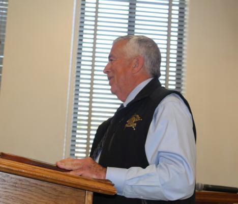 Van Zandt County Sheriff Joe Carter discussed the need for salary increases in the VZC Sheriff’s Department March 15 during the regular meeting of the VZC Commissioners Court. No action was taken by the commissioners’ court. Photo by David Barber