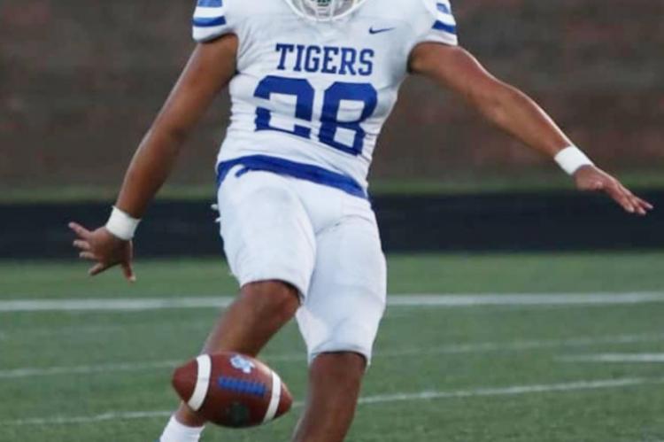 Left, Noe Rodriguez totaled the first points for Wills Point in the 2021 season, knocking down a 31-yard field goal near the close of the first half. Photo courtesy of WPHS Yearbook staff