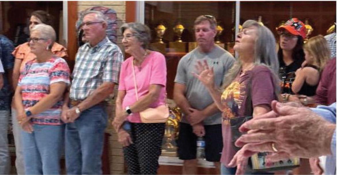 Community members, students, parents and staff walk between buildings during Grand Saline's fourth annual Prayer Rally. Local ministers prayed over each campus building during the event, which drew about 100 participants. Courtesy photos