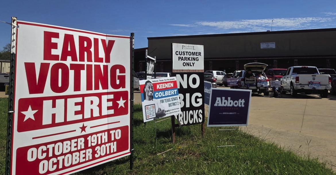 Turnout was strong on the first day of Early Voting in Van Zandt County on Oct. 19. There are two Early Voting locations including the new VZC Courthouse Annex building (formerly known as the Paul Michael Building) at 1900 North Trades Day Blvd. in Canton (State Highway 19). The other Early Voting location is at The Movie House in downtown Van. Early Voting continues through Oct. 30. Election Day is Nov. 3. Courtesy photo